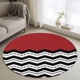 thumbnail image 1 of Round Area Rug 4ft, Abstract Geometric Waves Stripe Non-Slip Non-Shedding Floor Mat, Simple Red Stripes Washable Sturdy Carpet for Living Room Bedroom Home Decor, 1 of 9