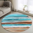 thumbnail image 1 of Round Area Rug 4ft, Abstract Gradient Beach Scene Non-Shedding Washable Area Rug, Turquoise Sea Wave Sandbeach Non Slip Low-Profile Circle Rugs for Living Room, Bedroom Dining Room, 1 of 9