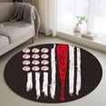 thumbnail image 1 of Round Area Rug 4ft, American Flag Baseball Non-Shedding Washable Area Rug, Patriot Black and White Red Non Slip Low-Profile Circle Rugs for Living Room, Bedroom Dining Room, 1 of 9