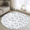 thumbnail image 1 of Round Area Rug 4ft, Blue Horse Non-slip Area Rugs for Living Room/Bedroom/Bathroom/Kitchen, Watercolor Vintage Animals Washable Throw Floor Mat Indoor Outdoor Entrance Doormat, 1 of 9
