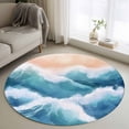 thumbnail image 1 of Round Area Rug 4ft,Blue Waves Summer Beach Washable Carpet Non-Slip Runner Accent Rugs Indoor Floor Mat for Bedroom Living Room Decor,Blue Gradient Ocean Spray, 1 of 9