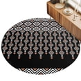 thumbnail image 1 of Round Area Rug 4ft Boho Diamond Floor Carpets Indoor Floor Area Mat Stain-Proof Mat Circle Rugs for Living Room Dining Room Kitchen Bedroom, Black Bohemian Geometric Stripes Beads Sofa Throw Carpet, 1 of 9