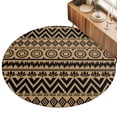 thumbnail image 1 of Round Area Rug 4ft Brown Boho Diamonds Floor Carpets Indoor Floor Area Mat Stain-Proof Mat Circle Rugs for Living Room Dining Room Kitchen Bedroom, Bohemian Tribal Zigzags Circles Sofa Throw Carpet, 1 of 9