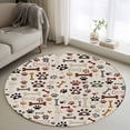 thumbnail image 1 of Round Area Rug 4ft, Dog Paw Non-slip Area Rugs for Living Room/Bedroom/Bathroom/Kitchen, Vintage Farmhouse Dog Bones Love Heart Washable Throw Floor Mat Indoor Outdoor Entrance Doormat, 1 of 9
