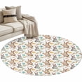 thumbnail image 1 of Round Area Rug 4ft, Easter Egg Bunny Cartoon Carrot Non-Slip Non-Shedding Floor Mat, Farmhouse Rabbit Leaves Washable Sturdy Carpet for Living Room Bedroom Home Decor, 1 of 9