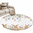 thumbnail image 1 of Round Area Rug 4ft, Easter Egg Rabbit Flower on White Non-Slip Non-Shedding Floor Mat, Spring Swirling Leaves Washable Sturdy Carpet for Living Room Bedroom Home Decor, 1 of 9