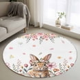 thumbnail image 1 of Round Area Rug 4ft, Easter Pastoral Bunny Rose Non-Shedding Washable Area Rug, Colorful Egg Floral Leaves Non Slip Low-Profile Circle Rugs for Living Room, Bedroom Dining Room, 1 of 9