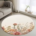 thumbnail image 1 of Round Area Rug 4ft, Fall Floral Eucalyptus Country Non-Shedding Washable Area Rug, Autumn Wild Flower Leaves Non Slip Low-Profile Circle Rugs for Living Room, Bedroom Dining Room, 1 of 9