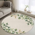 thumbnail image 1 of Round Area Rug 4ft,Farm Watercolor Leaves Washable Carpet Non-Slip Runner Accent Rugs Indoor Floor Mat for Bedroom Living Room Decor,Vintage Linen, 1 of 9