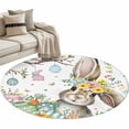 thumbnail image 1 of Round Area Rug 4ft, Spring Flower Easter Egg Rabbit Non-Slip Non-Shedding Floor Mat, Farmhouse Bunny Plant Washable Sturdy Carpet for Living Room Bedroom Home Decor, 1 of 9