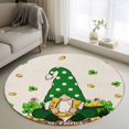 thumbnail image 1 of Round Area Rug 4ft, St. Patrick's Day Gnome Non-Shedding Washable Area Rug, Green Shamrock Retro Linen Non Slip Low-Profile Circle Rugs for Living Room, Bedroom Dining Room, 1 of 9