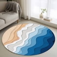 thumbnail image 1 of Round Area Rug 4ft,Summer Beach Blue Gradient Water Ripple Washable Carpet Non-Slip Runner Accent Rugs Indoor Floor Mat for Bedroom Living Room Decor,Seaside Waves, 1 of 9