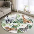 thumbnail image 1 of Round Area Rug 4ft,Summer Giraffe Tiger Zebra Palm Leaf Washable Carpet Non-Slip Runner Accent Rugs Indoor Floor Mat for Bedroom Living Room Decor,Tropical Plant, 1 of 9