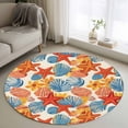 thumbnail image 1 of Round Area Rug 4ft, Summer Ocean Starfish Shell Conch Non-Shedding Washable Area Rug, Watercolor Marine Life Non Slip Low-Profile Circle Rugs for Living Room, Bedroom Dining Room, 1 of 9