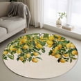 thumbnail image 1 of Round Area Rug 4ft, Summer Spring Watercolor Lemon Non-Shedding Washable Area Rug, Fruit Green Leaves on Linen Non Slip Low-Profile Circle Rugs for Living Room, Bedroom Dining Room, 1 of 9