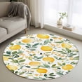 thumbnail image 1 of Round Area Rug 4ft,Summer Yellow Lemon Green Leaf Washable Carpet Non-Slip Runner Accent Rugs Indoor Floor Mat for Bedroom Living Room Decor,Farmhouse Fruit Plant, 1 of 9