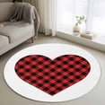 thumbnail image 1 of Round Area Rug 4ft, Valentine's Day Romantic Love Heart Non-Shedding Washable Area Rug, Black Red Buffalo Plaid Non Slip Low-Profile Circle Rugs for Living Room, Bedroom Dining Room, 1 of 9