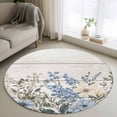 thumbnail image 1 of Round Area Rug 4ft, Watercolor Garden Flower on Wood Barn Non-Shedding Washable Area Rug, Spring Blossom Floral Non Slip Low-Profile Circle Rugs for Living Room, Bedroom Dining Room, 1 of 9