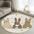thumbnail image 1 of Round Area Rug 4ft, Watercolor Spring Easter Brown Bunny Tail Non-Shedding Washable Area Rug, Linen Background Non Slip Low-Profile Circle Rugs for Living Room, Bedroom Dining Room, 1 of 9