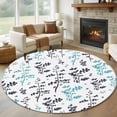 thumbnail image 1 of Round Area Rug 5 Ft, Aqua Grey Botanical Washable Non-Slip Circle Carpet for Living Room/Bedroom, Watercolor Spring Floral Summer Leaf Low-Profile Runner Mats Collection Rugs for Indoor, 1 of 8