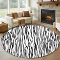 thumbnail image 1 of Round Area Rug 5 Ft, Black White Lines Washable Non-Slip Circle Carpet for Living Room/Bedroom, Retro Stripes Texture Minimalist Art Low-Profile Runner Mats Collection Rugs for Indoor, 1 of 8