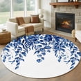 thumbnail image 1 of Round Area Rug 5 Ft, Blue Eucalyptus Washable Non-Slip Circle Carpet for Living Room/Bedroom, Weeping Botanical Watercolor Low-Profile Runner Mats Collection Rugs for Indoor, 1 of 7