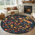 thumbnail image 1 of Round Area Rug 5 Ft, Boho Flowers Washable Non-Slip Circle Carpet for Living Room/Bedroom, Spring Abstract Watercolor Floral Leaf Low-Profile Runner Mats Collection Rugs for Indoor, 1 of 8