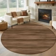 thumbnail image 1 of Round Area Rug 5 Ft, Brown Wood Grain Washable Non-Slip Circle Carpet for Living Room/Bedroom, Retro Farmhouse Wooden Plank Low-Profile Runner Mats Collection Rugs for Indoor, 1 of 8