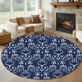 thumbnail image 1 of Round Area Rug 5 Ft, Navy Blue Spring Floral Washable Non-Slip Circle Carpet for Living Room/Bedroom, Modern Abstract Art Farmhouse Low-Profile Runner Mats Collection Rugs for Indoor, 1 of 7