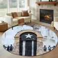 thumbnail image 1 of Round Area Rug 5 Ft, Puerto Rico Flag Washable Non-Slip Circle Carpet for Living Room/Bedroom, Retro Rustic Door Artwork Picture Prints Low-Profile Runner Mats Collection Rugs for Indoor, 1 of 7