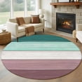thumbnail image 1 of Round Area Rug 5 Ft, Purple Green Wood Grain Washable Non-Slip Circle Carpet for Living Room/Bedroom, Rustic Retro Wooden Plank Low-Profile Runner Mats Collection Rugs for Indoor, 1 of 7
