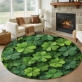 thumbnail image 1 of Round Area Rug 5 Ft, St. Patrick's Day Washable Non-Slip Circle Carpet for Living Room/Bedroom, Spring Country Fourleaf Grass Lucky Low-Profile Runner Mats Collection Rugs for Indoor, 1 of 8