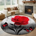 thumbnail image 1 of Round Area Rug 5 Ft, Valentine's Day Washable Non-Slip Circle Carpet for Living Room/Bedroom, Red Rose Floral Watercolor Butterfly Flowers Low-Profile Runner Mats Collection Rugs for Indoor, 1 of 8