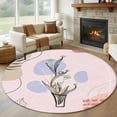 thumbnail image 1 of Round Area Rug 5ft Abstract Plant Mid Century Boho Style Area Rugs Washable Low Pile Floor Carpet for Bedroom, Morandi Color Abstract Geometric Non Slip Soft Rugs for Living Room Entryway Dining Room, 1 of 9