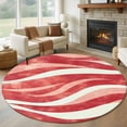 thumbnail image 1 of Round Area Rug 5ft,Abstract Watercolor Wave Texture Washable Carpet Non-Slip Runner Accent Rugs Indoor Floor Mat for Bedroom Living Room Decor,Modern Gradient Stripe, 1 of 9