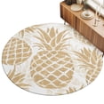 thumbnail image 1 of Round Area Rug 5ft Beige Pineapple Floor Carpets Indoor Floor Area Mat Stain-Proof Mat Circle Rugs for Living Room Dining Room Kitchen Bedroom, Summer Tropical Fruit Leaves Sofa Throw Carpet, 1 of 9