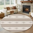 thumbnail image 1 of Round Area Rug 5ft Boho Geometric Khaki Stripe Area Rugs Washable Low Pile Floor Carpet for Bedroom, Vintage Tribal Pattern Non Slip Soft Rugs for Living Room Entryway Dining Room, 1 of 9