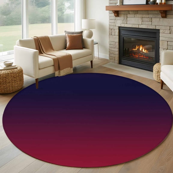 Round Area Rug 5ft Burgundy Red Gradient Ombre Area Rugs Washable Low Pile Floor Carpet for Bedroom, Dark Maroon Shadow Non Slip Soft Rugs for Living Room Entryway Dining Room
