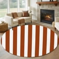 thumbnail image 1 of Round Area Rug 5ft,Classic Burnt Orange Stripe Washable Carpet Non-Slip Runner Accent Rugs Indoor Floor Mat for Bedroom Living Room Decor,Abstract Modern Art, 1 of 9