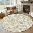 thumbnail image 1 of Round Area Rug 5ft,Classical Ethnic Flower Leaves Washable Carpet Non-Slip Runner Accent Rugs Indoor Floor Mat for Bedroom Living Room Decor,Traditional Tribal Floral, 1 of 9