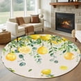 thumbnail image 1 of Round Area Rug 5ft,Farm Lemon Eucalyptus Leaves Washable Carpet Non-Slip Runner Accent Rugs Indoor Floor Mat for Bedroom Living Room Decor,Retro Summer Fruit on Linen, 1 of 9