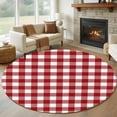 thumbnail image 1 of Round Area Rug 5ft,Farmhsoue Christmas Red White Buffalo Check Washable Carpet Non-Slip Runner Accent Rugs Indoor Floor Mat for Bedroom Living Room Decor,Rural Style, 1 of 9