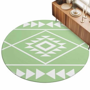 Round Area Rug 5ft Green Bohemian Geometric Floor Carpets Indoor Floor Area Mat Stain-Proof Mat Circle Rugs for Living Room Dining Room Kitchen Bedroom, Boho Tribal Arrows Sofa Throw Carpet