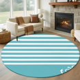 thumbnail image 1 of Round Area Rug 5ft,Love Nautical Anchor on Blue Washable Carpet Non-Slip Runner Accent Rugs Indoor Floor Mat for Bedroom Living Room Decor,Classic Horizontal Stripes, 1 of 9