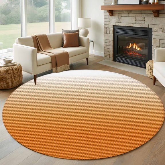 Round Area Rug 5ft Modern Orange Gradient Art Area Rugs Washable Low Pile Floor Carpet for Bedroom, Abstract Polka Dot Non Slip Soft Rugs for Living Room Entryway Dining Room
