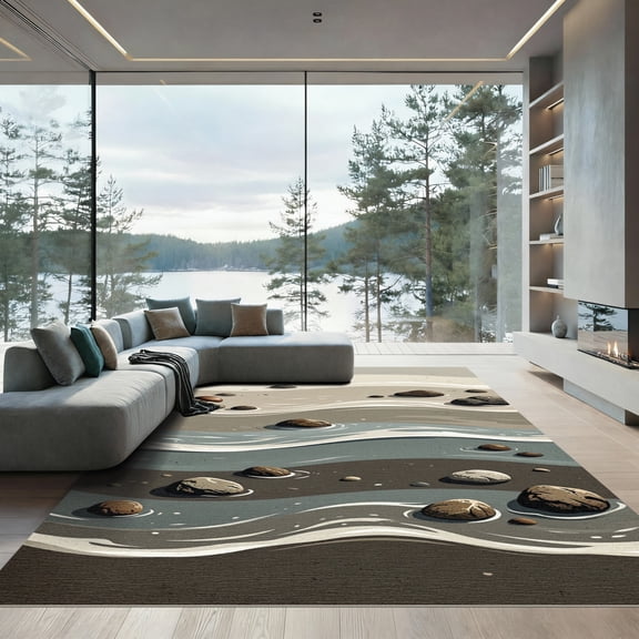 Round Area Rug 5ft,Navy Blue Whale on Vintage Wood Barn Washable Carpet Non-Slip Runner Accent Rugs Indoor Floor Mat for Bedroom Living Room Decor,Abstract Marine Life