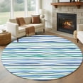 thumbnail image 1 of Round Area Rug 5ft,Oceans Style Striped Washable Carpet Non-Slip Runner Accent Rugs Indoor Floor Mat for Bedroom Living Room Decor,Blue-green Geometric Line, 1 of 9