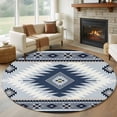 thumbnail image 1 of Round Area Rug 5ft,Retro Bohemian Geometric Pattern Washable Carpet Non-Slip Runner Accent Rugs Indoor Floor Mat for Bedroom Living Room Decor,Southwest Ethnic Wind, 1 of 9