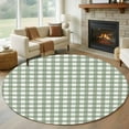 thumbnail image 1 of Round Area Rug 5ft, Sage Green Buffalo Plaid Non-slip Area Rugs for Living Room/Bedroom/Bathroom/Kitchen, Farmhouse Green White Checkered Washable Throw Floor Mat Indoor Outdoor Entrance Doormat, 1 of 9
