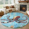 thumbnail image 1 of Round Area Rug 5ft,Watercolor Ocean Octopus Starfish Washable Carpet Non-Slip Runner Accent Rugs Indoor Floor Mat for Bedroom Living Room Decor,Sea Monster, 1 of 9